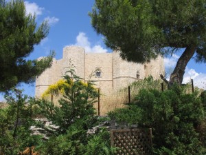 Syusy walking to Castel del Monte