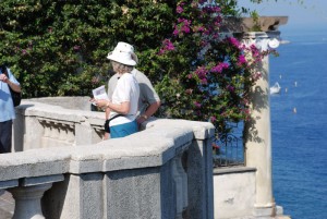 Tourists on a terrace of Sorrento