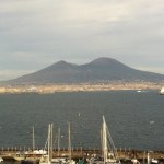 view of the coast and the Vesuvius Volcano