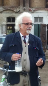 Patrizio with a fresh milk bottle