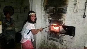 Home making bread in the oven