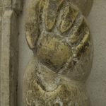 Centuries of pilgrims hands have worn away the stone in Saint Michael's Sanctuary, Monte Sant'angelo
