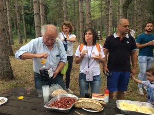 Enjoying local wine on Monte Cornachio