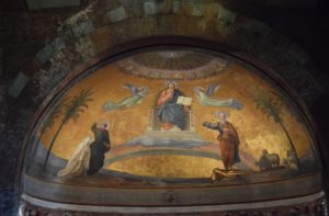 Basilica di San Pietro Cielo d’Oro - above the front altar - ceiling mosaic