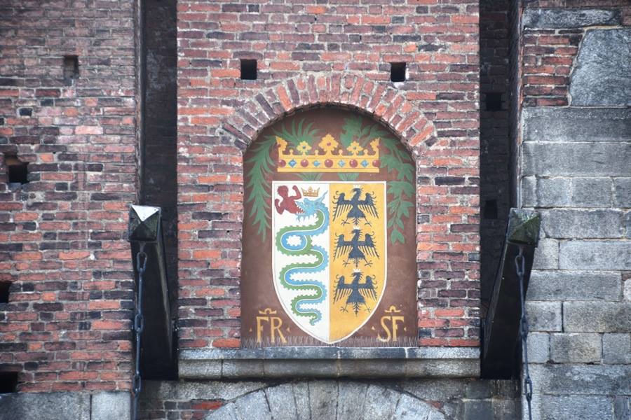 The Visconti-Sforza coat of arms as seen above the drawbridge of the Castello Sforzesco