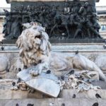 Monument to Vittorio Emanuele II - built in 1879 by Ercola Rosa - Lion covered with pigeons