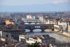 Piazzale Micheangelo - view of the Arno River and three bridges - Ponte Vecchio - Ponte Trinita - Ponte Alle Carraia