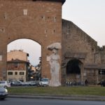 Porta Romana - 13th-century southernmost gate to Florence. Dietro-Front (1981-1984) sculpture by Michelangelo Pistoletto (1933 -)