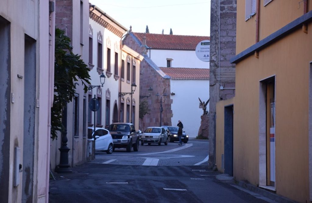 Samugheo, the main street through the small town, Via Umberto