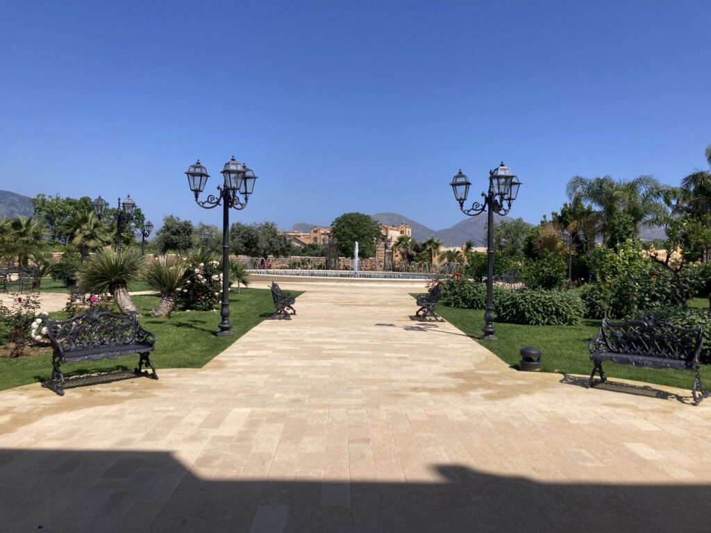 A view of the back garden terrace